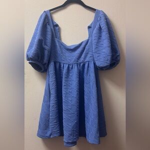 Blue Puff Sleeve Dress